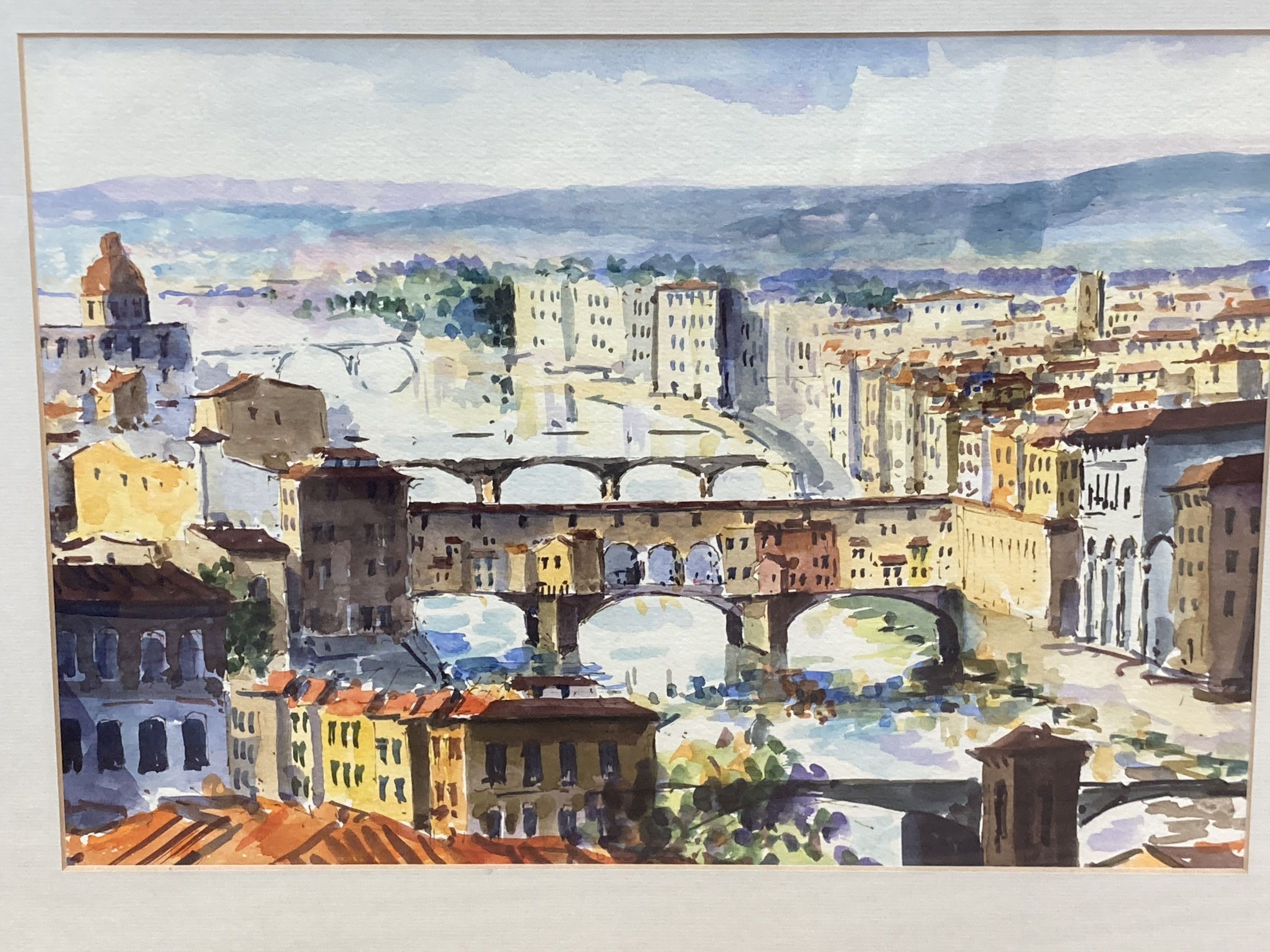 Italian School, two watercolours, Views of Florence, 30 x 37cm and 27 x 38cm